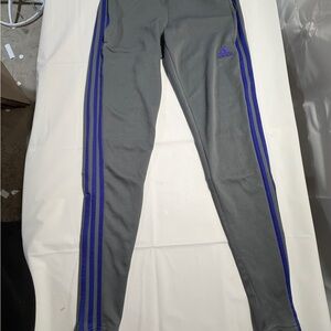 adidas Gray Track Pants with Blue Stripes